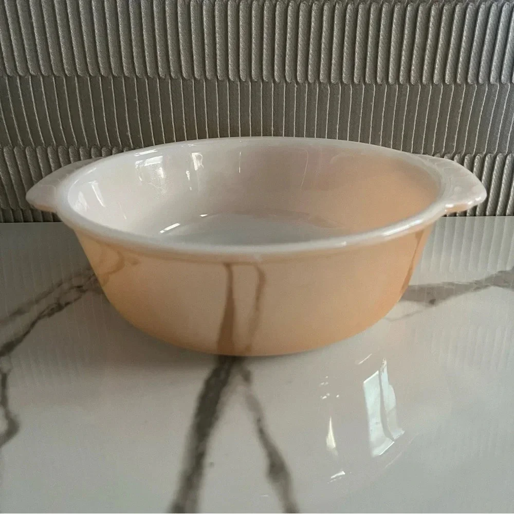 Set of 2 FIRE KING PEACH LUSTRE Dishes 1.5 Casserole & Dessert Bowl Vintage MCM